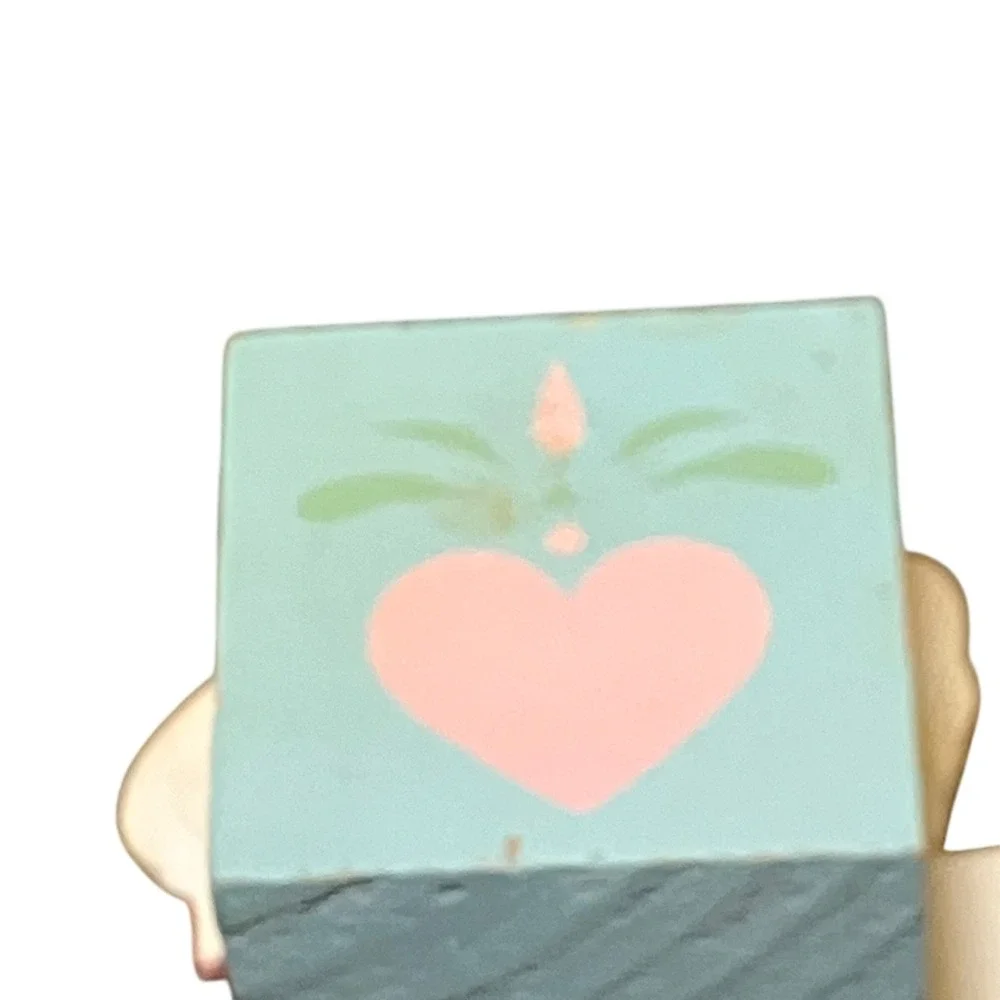 Wangs International Swan Candle Holder Folk Art Wood Block Heart  Vintage